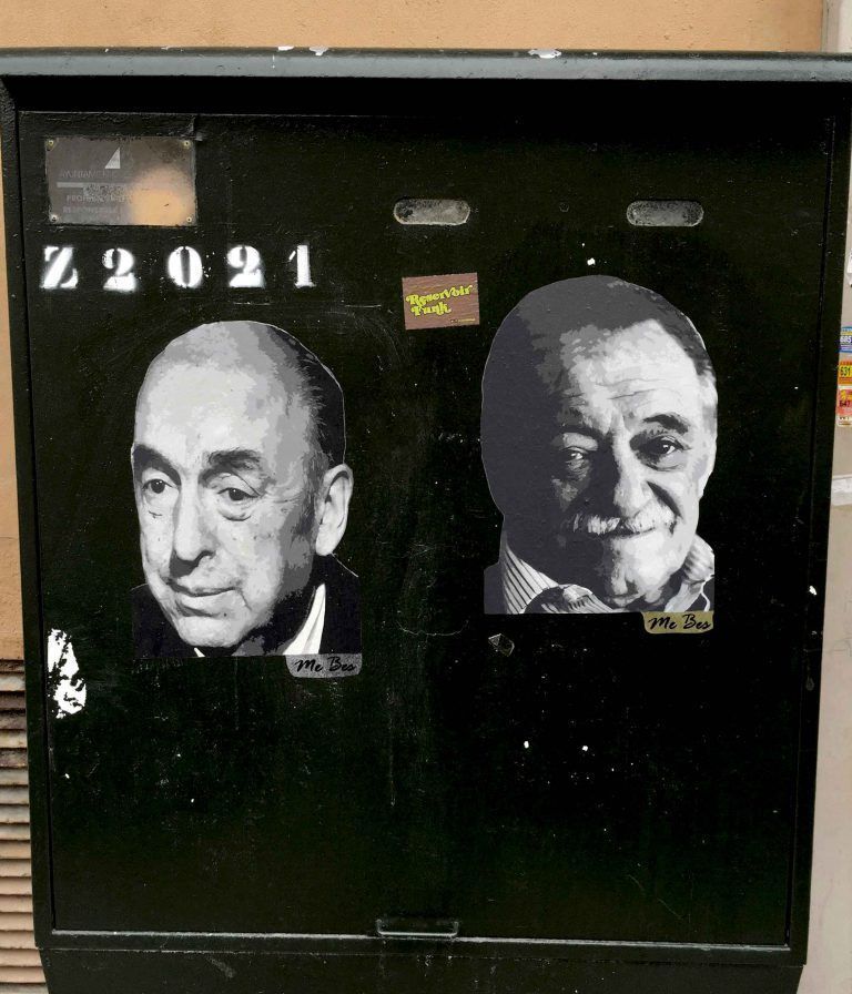 Neruda y Benedetti · arte urbano de ME BES en Zaragoza