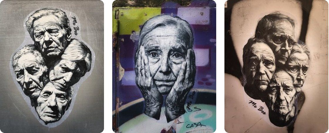 Retratos de la serie Soledades Habitadas de ME BES en las calles de Zaragoza